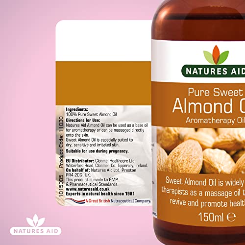Natures Aid Almond Oil, Pure, Sweet Almond Oil, Massage Oil, Suited to Dry, Sensitive Skin natures aid buy supplements canada