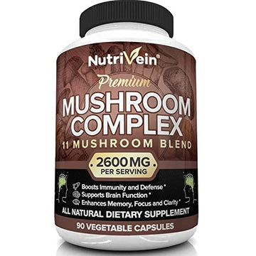 Nutrivein Mushroom Supplement - 2600mg - 90 Capsules - 11 Organic Mushrooms Nutrivein buy supplements canada