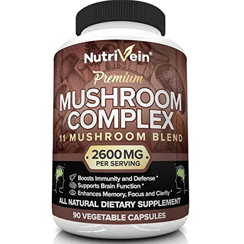 Nutrivein Mushroom Supplement - 2600mg - 90 Capsules - 11 Organic Mushrooms Nutrivein buy supplements canada