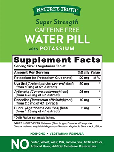 Nature's Truth Super Strength Water Pill with Potassium | 90 Count | Caffeine Free | Vegetarian Nature's Truth buy supplements canada