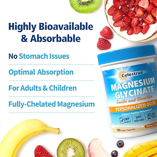 Celestrue Magnesium Glycinate, Fully-Chelated, Optimal Absorption, Gentle on The Stomach Celestrue buy supplements canada