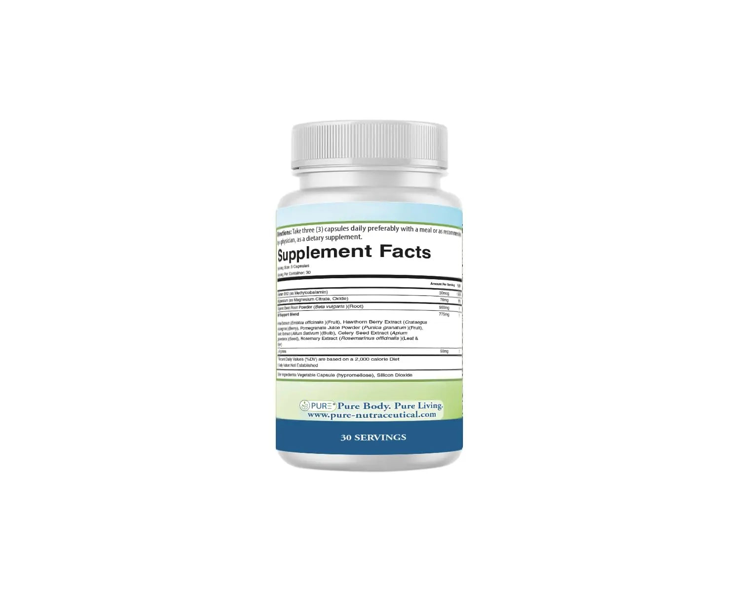 PURE® Beets+ Organic Beet Root Capsules - 900mg - 90 Count, 30 Servings - Blood Pressure & Circulation Support Supplement - with L-Arginine, Hawthorn Berry & B12 - Cardiovascular Health - Made in USA PURE buy supplements canada