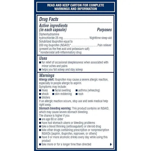 Advil PM Liqui-Gels Pain Reliever and Nighttime Sleep Aid, Pain Medicine with Ibuprofen for Pain Relief and Diphenhydramine HCL for a Sleep Aid - 80 Liquid Filled Capsules - Back to College Advil buy supplements canada