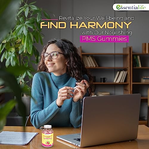 Happy Flow Strawberry-Flavor Chewable PMS Gummies | Hormone Balance Chasteberry Essentialife buy supplements canada