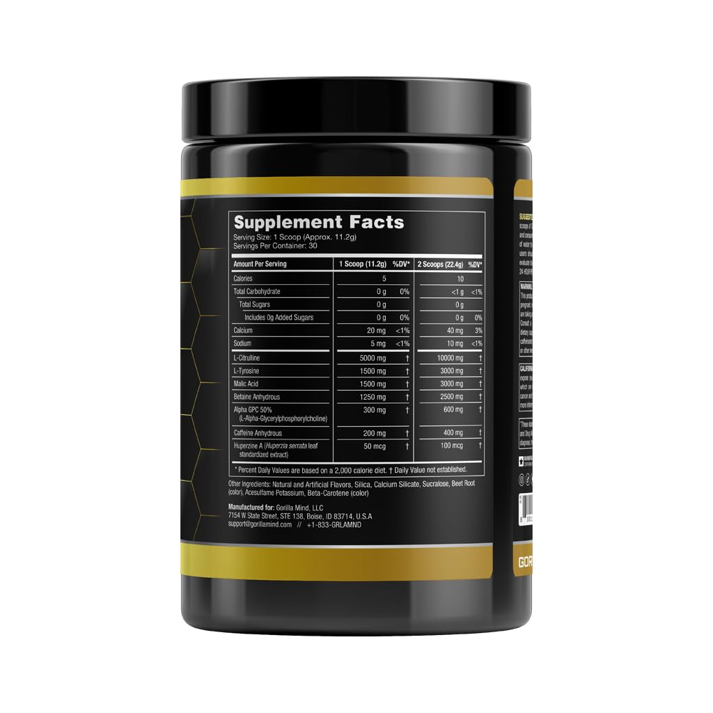 Gorilla Mode Base Pre Workout - Raises Nitric Oxide · Intense Focus & Drive · Endurance Gorilla Mind buy supplements canada