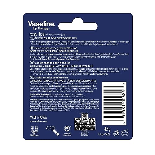 Vaseline Lip Therapy Care Rosy, Fast-Acting Nourishment, Ideal for Chapped, Dry, Cracked, or Damaged Lips, Lip Balm, 4-Pack, 0.16 Oz Each Vaseline buy supplements canada