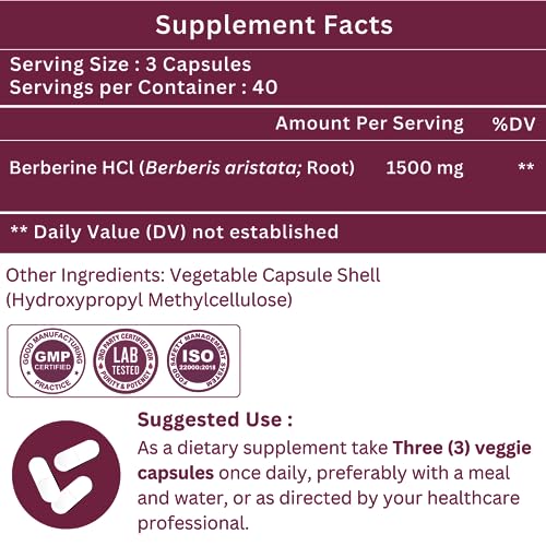 SHRISHA HERBAL Indian Berberine 1500mg - Berberine HCl 500mg Per Capsule - Support SHRISHA HERBAL buy supplements canada