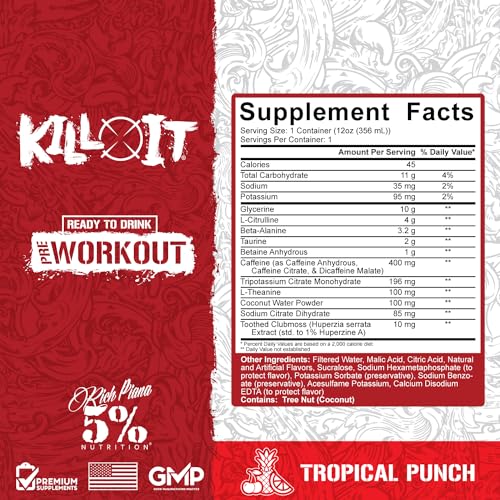5% Nutrition Kill It Ready-to-Drink High Stim Pre Workout | 400mg Caffeine Energy Drink 5% Nutrition buy supplements canada