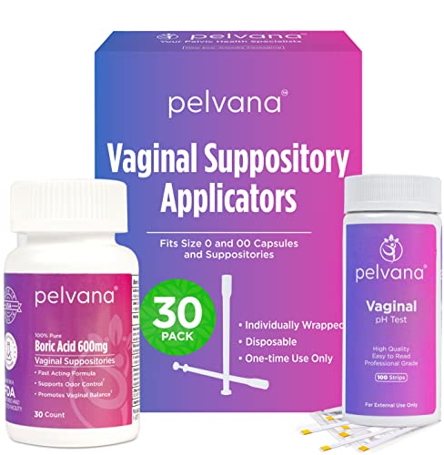 Pelvana Boric Acid Suppositories 30 + 30 Applicators + 100 pH Test Strips = 160 Piece Pelvana buy supplements canada