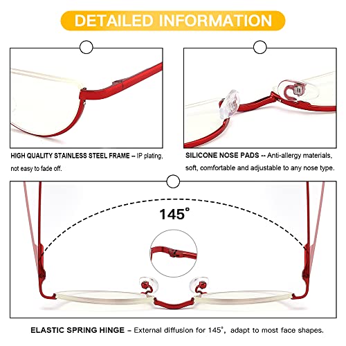 Yiwaeye 3 Pack Half Moon Reading Glasses Anti Blue Light UV, Half Frame Semi Lens Slim Yiwaeye buy supplements canada