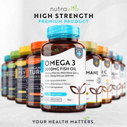 Omega 3 2000mg with 660mg EPA & 440mg DHA per Serving - 240 Softgel Capsules Nutravita buy supplements canada