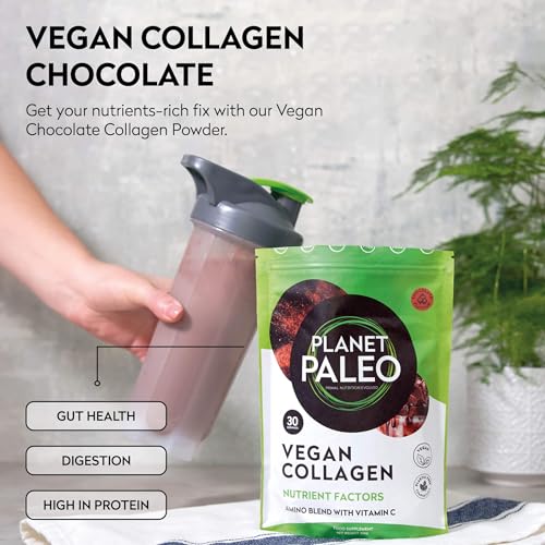 Planet Paleo Vegan Collagen (Chocolate, 255g) - Vegan Collagen Powder - High Protein Planet Paleo buy supplements canada