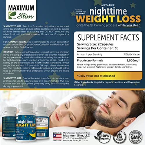 Maximum Slim Advanced Nighttime (Fat Burning) Weight Loss with African Mango, Green Tea Maximum Slim buy supplements canada