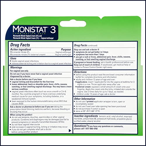 Monistat 3 Day Yeast Infection Treatment for Women, 3 Miconazole Pre-Filled Cream Applicators & External Monistat buy supplements canada