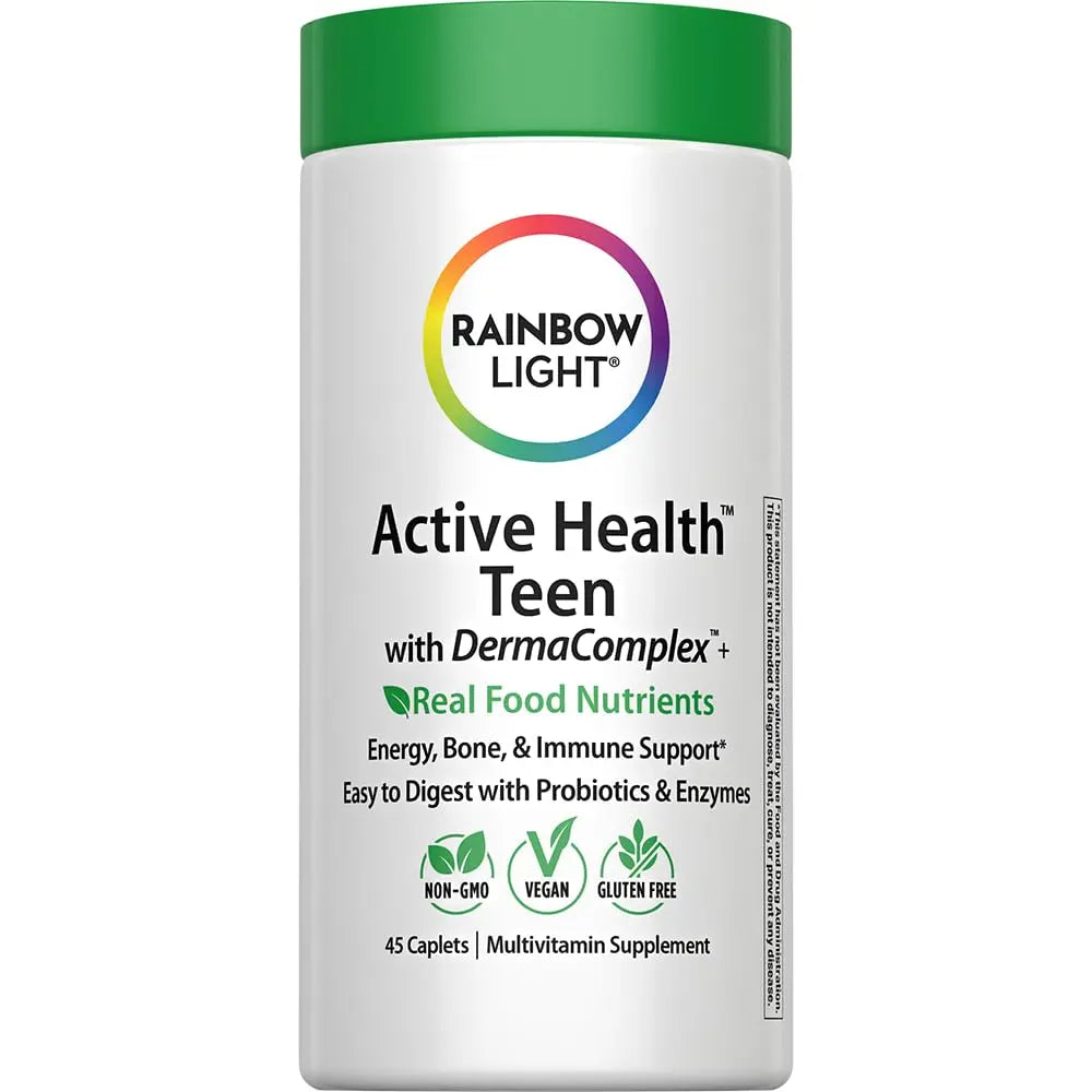 Rainbow Light Teen Multivitamin | 45 Caplets | for Boys and Girls | with DermaComplex, Real Food Nutrients & Iron | Rainbow Light buy supplements canada