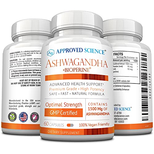 Approved Science® Ashwagandha 1500mg with Bioperine® and Ginger- Alleviate Sleepless Approved Science buy supplements canada