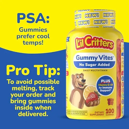 L’il Critters Gummy Vites No Sugar Added Daily Gummy Multivitamin for Ages 2+ Toddlers & Kids, Vitamin C, D3 for Immune Lil Critters buy supplements canada
