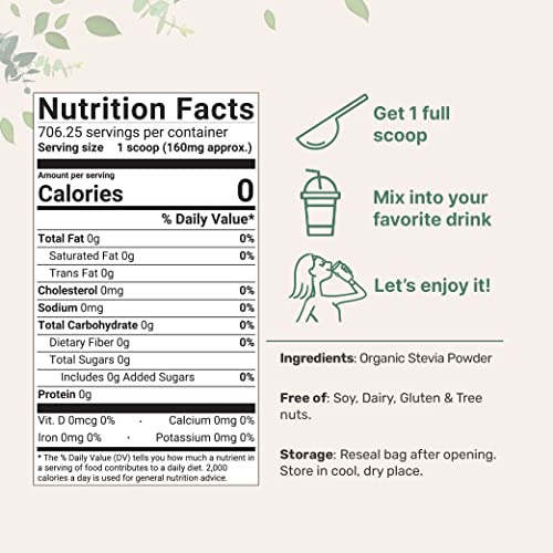 Pure Organic Stevia Powder, 4 Ounces, 706 Serving, Highest Grade Stevia Green Micro Ingredients buy supplements canada