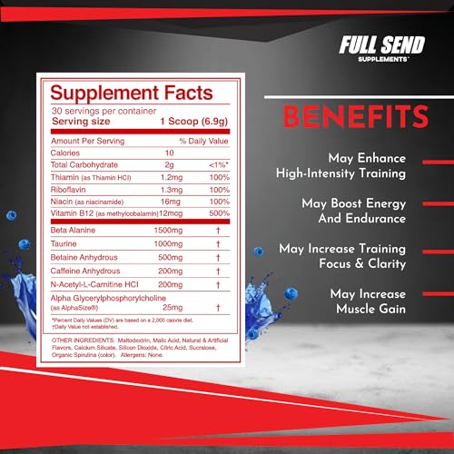 FULL SEND Pre Workout Powder with Beta Alanine, Preworkout Energy Supplement FULL SEND buy supplements canada