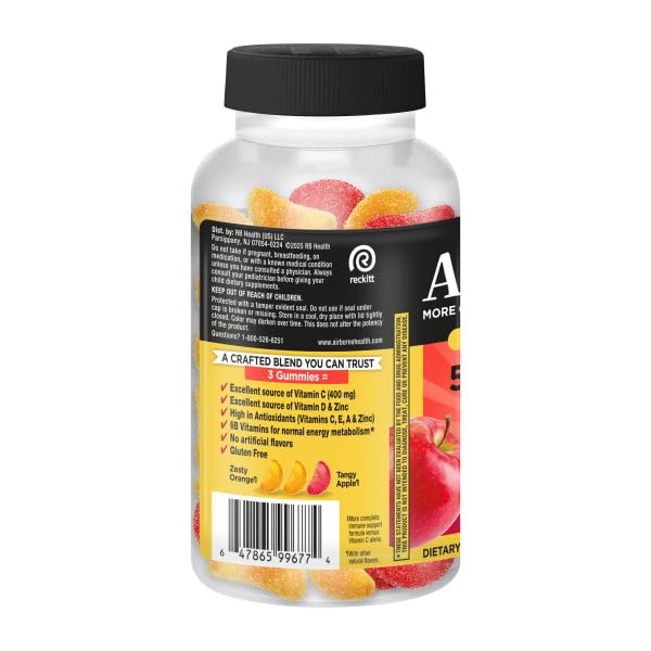 Airborne 400mg Vitamin C Gummies for Adults & Children, Immune Essentials Daily Immune Support Supplement with Vitamins C & E - Orchard Fruit Flavor, 132 Gummies (Pack of 2) Airborne buy supplements canada