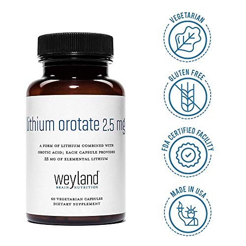 Lithium Orotate 2.5mg (1 Bottle), 60 Vegetarian Capsules, Lithium Supple Weyland Brain Nutrition buy supplements canada