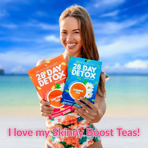 SkinnyBoost 28 Day Detox Tea Kit-1 Daytime (28 Bags) 1 Evening (14 Bags) Non GMO SkinnyBoost buy supplements canada