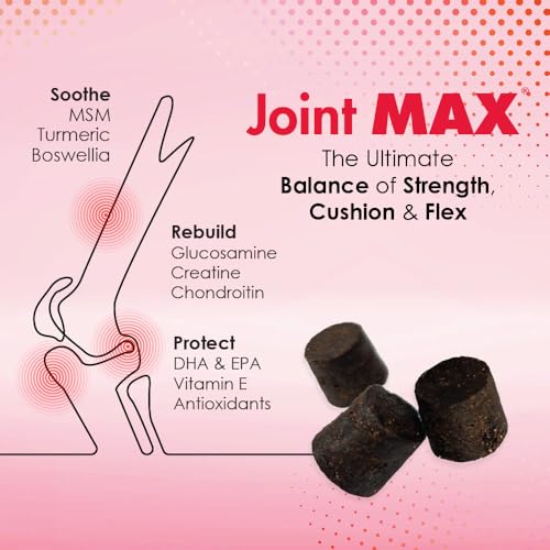 Joint Max TS Joint Supplement Vet Formulated Pain & Inflammation Relief Treats Hip Dysplasia & Arthritis, Glucosamine, Chondroitin, Turmeric, MSM, HA, Creatine, Omega 3 EPA + DHA.120 Soft Chews Joint Max buy supplements canada