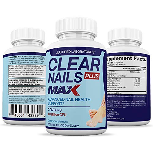 Justified Laboratories (3 Pack) Clear Nails Plus Max Pills 40 Billion CFU Probiotic 60 Caps Justified Laboratories buy supplements canada