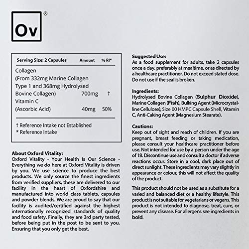 Collagen and Vitamin C Capsules | High Strength and Quality | Oxford Vitality (365) Ov OXFORD VITALITY buy supplements canada