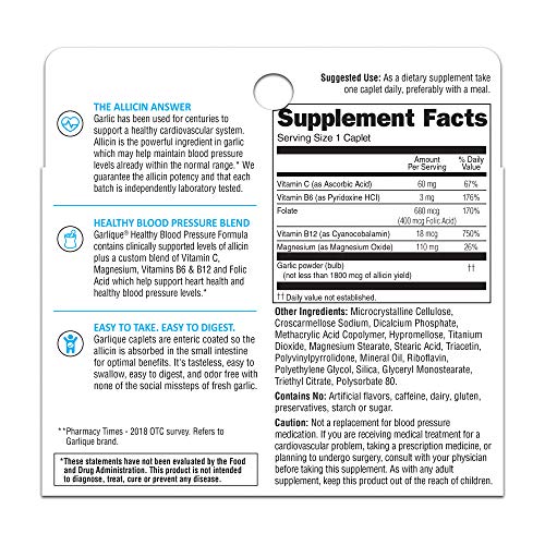 Garlique Garlic Extract Supplement, Healthy Blood Pressure Formula, Odorless & Vegan Garlique buy supplements canada