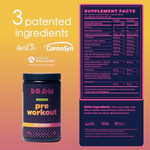 BEAM Be Amazing Vegan Stim Free Pre-Workout Powder | Energy Booster Powdered Drink BEAM buy supplements canada