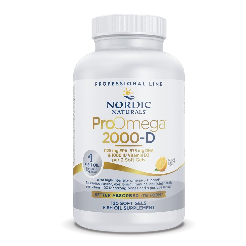 Nordic Naturals ProOmega 2000-D, Lemon Flavor - 120 Soft Gels - 2150 mg Omega-3 + 1000 IU D3 - Ultra High-Potency Fish Oil - EPA & DHA - Brain, Heart, & Immune Health - Non-GMO - 60 Servings Nordic Naturals buy supplements canada