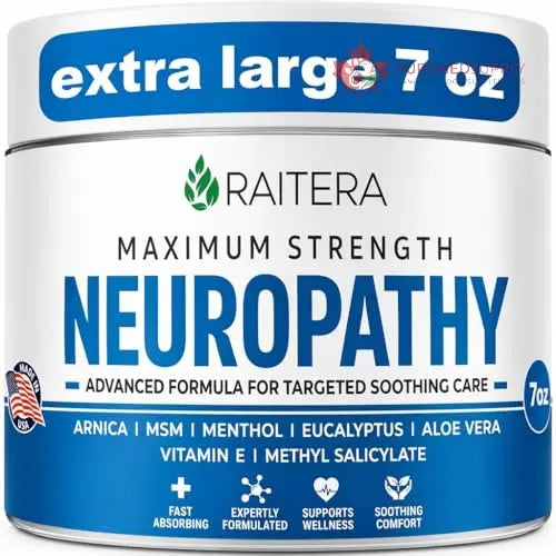 Raitera Neuropathy Cream – Extra Strength for Feet, Hands, Legs, Toes – Advanced Cooling Non-Greasy Fast Absorbing Formula - Natural Ingredients Frankincense, Arnica, Aloe Vera, Turmeric, MSM Raitera buy supplements canada