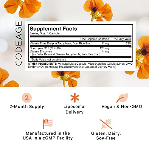 Codeage Liposomal CoQ10 Supplement - Vitamin E Isomers Tocopherols - 125mg Coenzy Codeage buy supplements canada