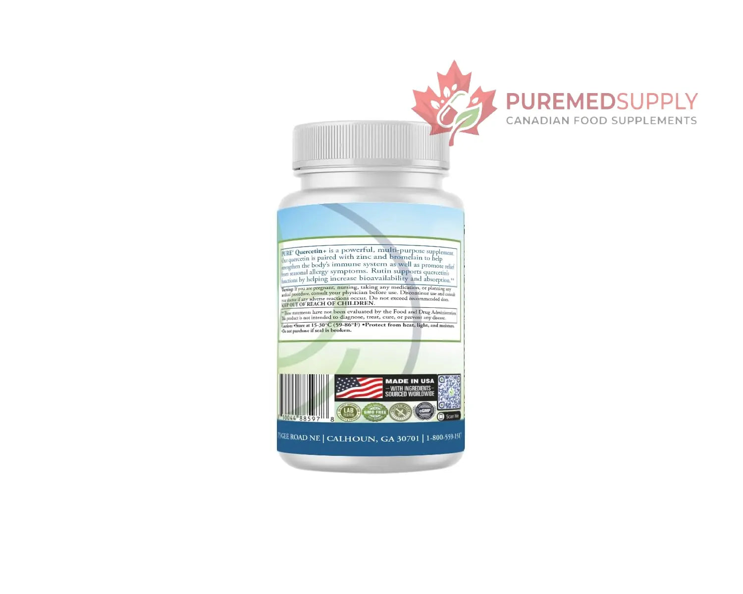 PURE® Quercetin+ with Zinc, Bromelain, Rutin Immune Shield - 60 Capsules - High Bioavailability Antioxidant Complex for Respiratory Health & Viral Defense - Made in USA PURE buy supplements canada
