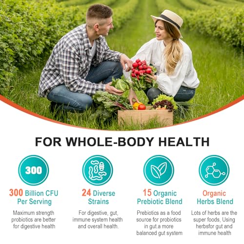 Probiotics for Women & Men - 300 Billion CFU & 24 Strains Probiotic with 15 Organic Herbs Cfuful buy supplements canada