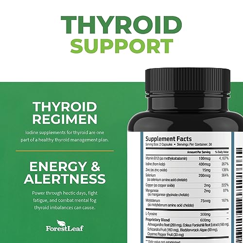 Thyroid Support for Women and Men with Iodine - Energy, 60 Vegetarian ForestLeaf buy supplements canada