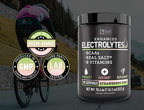Enhanced Electrolyte Powder (Strawberry Kiwi | 90ct.) Sugar Free + BCAA, B-Vitamins Zeal Naturals buy supplements canada
