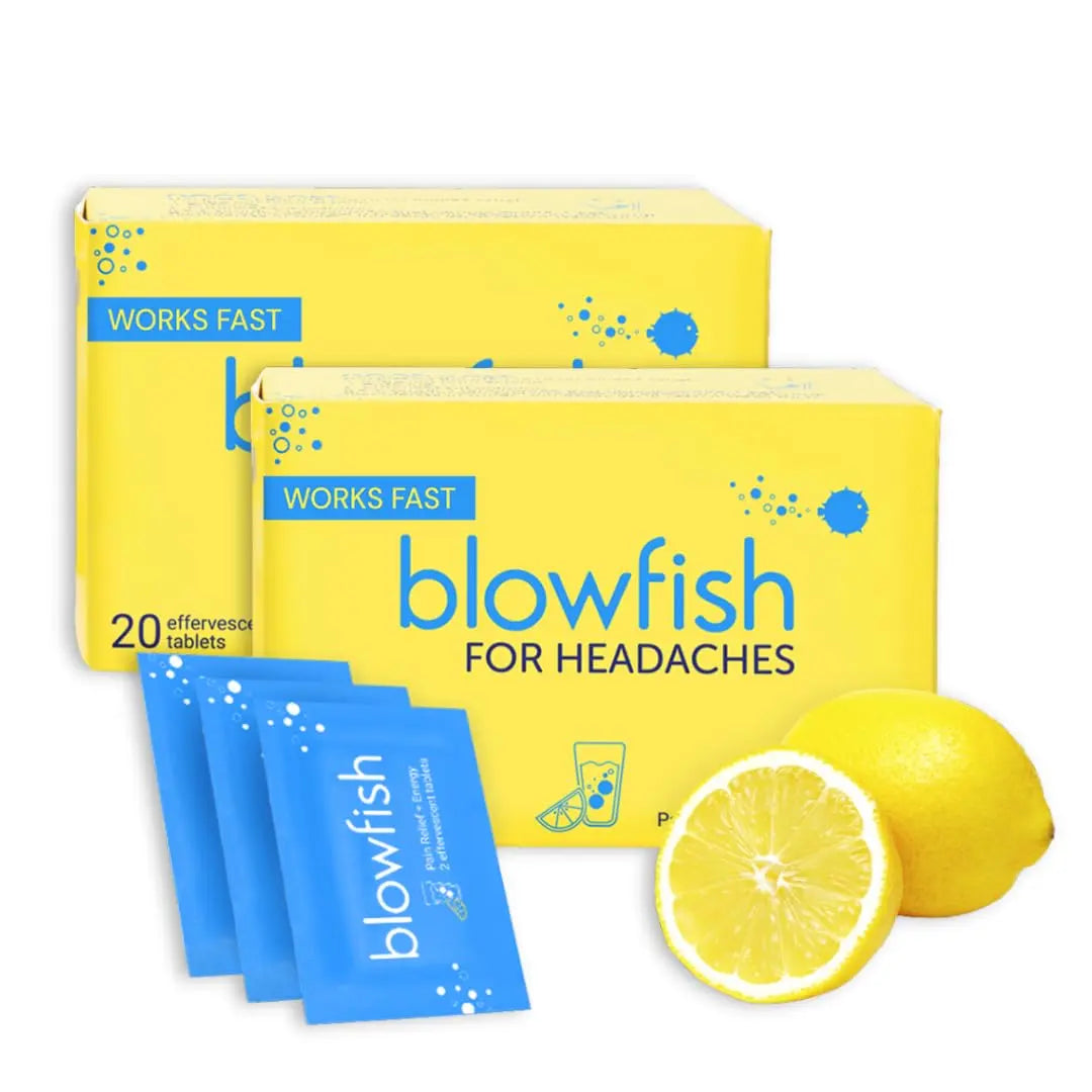 Blowfish for Headaches | Maximum Strength Effervescent Pain Relief Tablets – Treats Headaches Fast, 2X Faster Than Pills – Lemon Flavor (2 Pack) Blowfish buy supplements canada