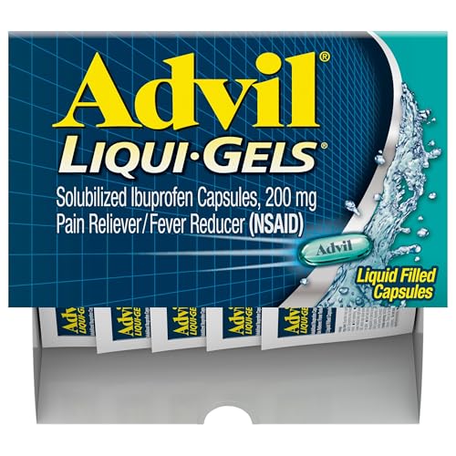 Advil Liqui-Gels Pain Reliever and Fever Reducer, Pain Medicine for Adults with Ibuprofen 200mg for Headache, Backache, Menstrual Pain and Joint Pain Relief - 50x2 Liquid Filled Capsules Advil buy supplements canada