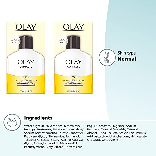 Olay Face Moisturizer, Complete with Sunscreen SPF 15, Daily Facial Lotion for Normal Skin, Lightweight Hydrating Broad Spectrum Sun Protection Olay buy supplements canada