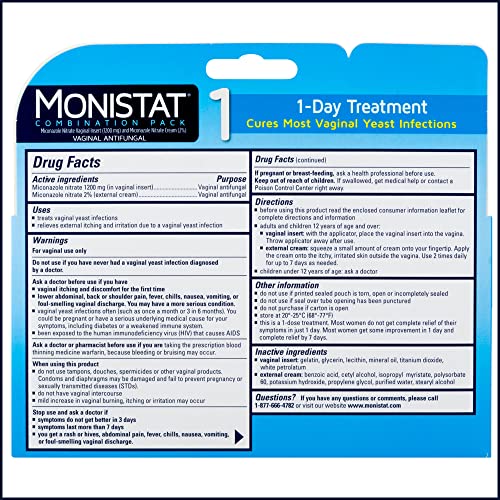 Monistat 1 Day Yeast Infection Treatment for Women, 1 Miconazole Ovule Insert & External Monistat Anti-Itch Monistat buy supplements canada