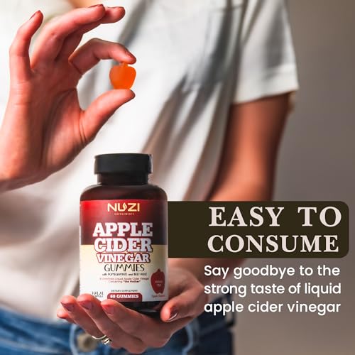 NUZI Apple Cider Vinegar Gummies with Pomegranate & Beetroot | 500 mg | Certified Halal NUZI buy supplements canada