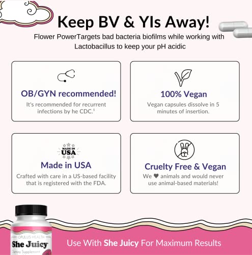 Flower Power Vegan Boric Acid Suppositories - 30 Capsules - 600mg for Vaginal Odor and pH Balance Flower Power buy supplements canada