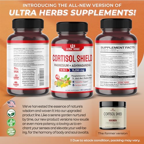 CORTISOL SHIELD 9 IN 1 - 15,250mg Magnesium + Ashwagandha with Phosphatidylserine ULTRA HERBS buy supplements canada