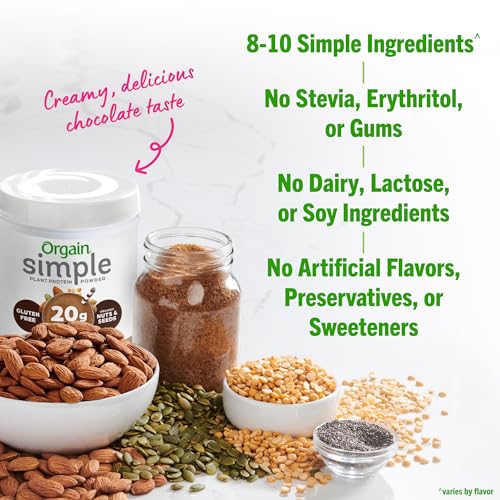 Orgain Organic Simple Vegan Protein Powder, Chocolate - 20g Plant Based Protein Orgain buy supplements canada