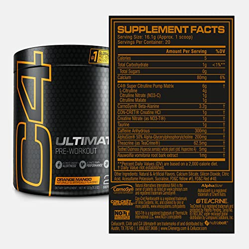 Cellucor C4 Ultimate Pre Workout Powder Orange Mango - Sugar Free Preworkout Cellucor buy supplements canada