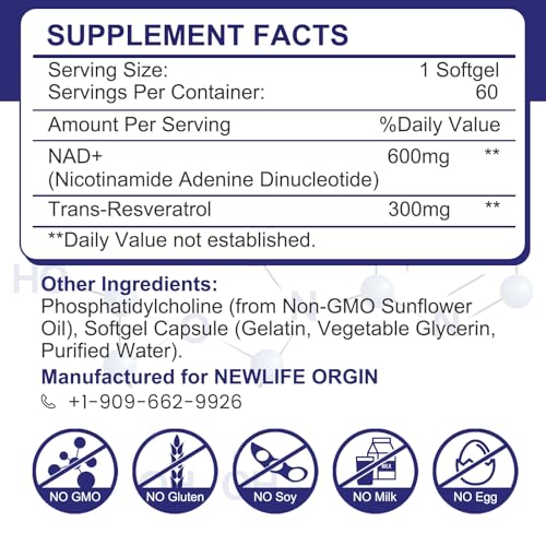 inGreens 900mg Liposomal NAD+ Supplement with 300mg Trans Resveratrol - Superior Absorption, Replaces NMN, Boost NAD+ for DNA Repair, Energy & Longevity, Aging Defense, 60 Softgels inGreens buy supplements canada
