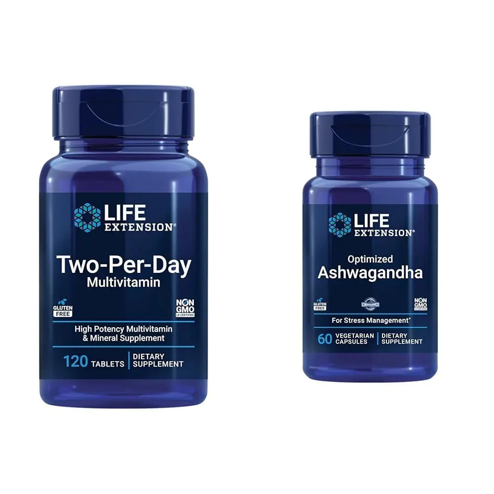 Life Extension Two-Per-Day 120 Tablet Multi-Vitamin & 60 Capsule Optimized Ashwagandha Stress Relief Supplement Bundle Life Extension buy supplements canada