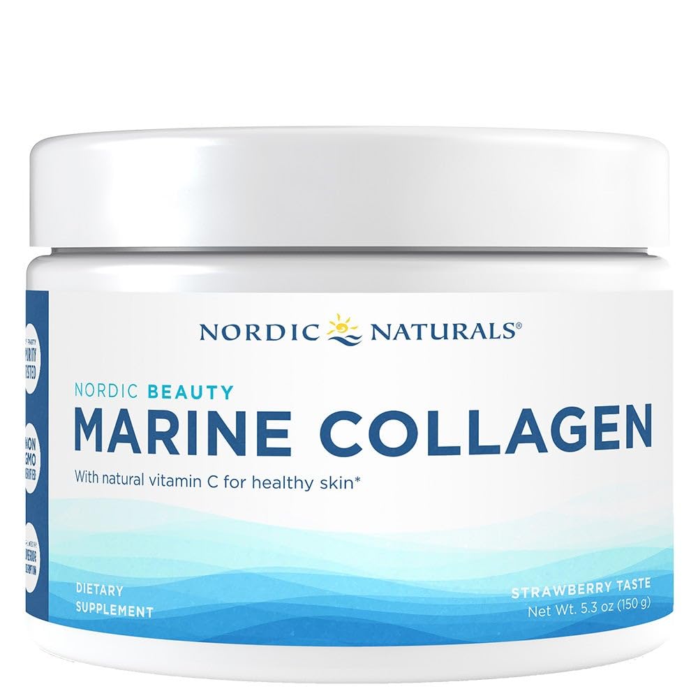 Nordic Naturals Nordic Beauty Marine Collagen Powder, Strawberry - 5.29 Ounces - Collagen Powder Supplement for Healthy Skin, Joints, and Bones, Vitamin C for Antioxidant Support - 30 Servings Nordic Naturals buy supplements canada